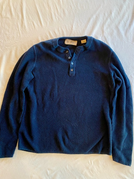 Original Penguin Other - Original Penguin Navy Waffle Knit Henley Crewneck Sweater